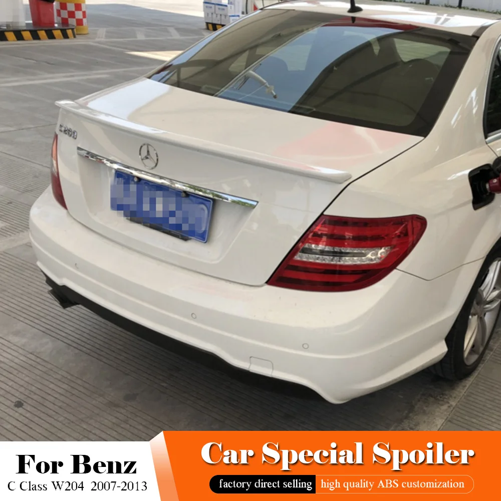 Для Benz C Class W204 задний черный спойлер 2007 2013 ABS Материал багажник загрузки крыло для