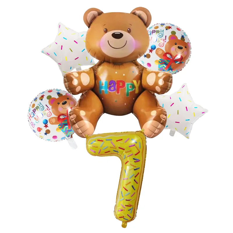6 шт. 3D воздушные шары из фольги в виде коричневого медведя | Дом и сад