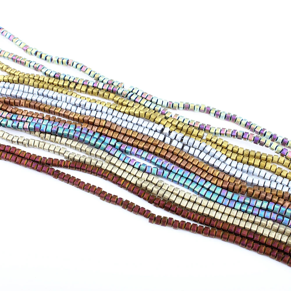 Натуральный камень 3 мм гематит красочное покрытие плоский куб Септа бусины