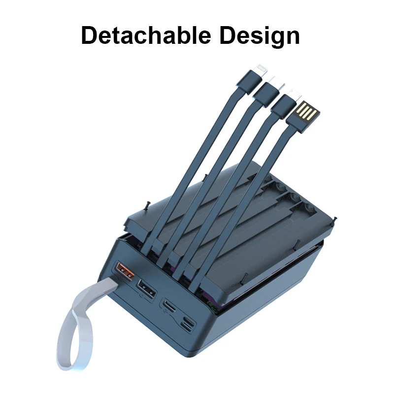 12x18650 Battery Storage Box Built in 4 Cable PD Fast Qi Wireless Charge Power Bank Case 18650 battery Holder Charging Box Shell