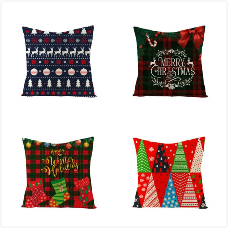 

Pillowcases Christmas Sofa Bed Home Decor Cushion Cover Funda Cojin Housse de Coussin Cojine Kussenhoes Pillow Case 45*45CM