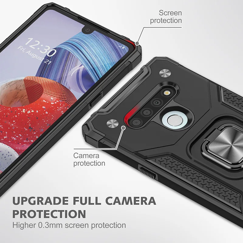 

LG Stylo 6 Case, RuggedDurable Armor Shockproof Cover With Magnetic Ring Kickstand Protective Phone Aristo5 5PLUSLG K31 K40 K51