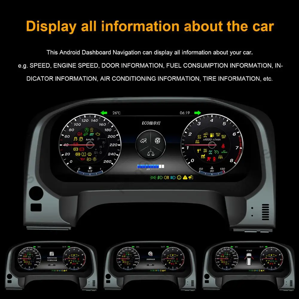 

Android 12.3" Car LCD instrument panel screen Car GPS Navigation For Toyota Land Cruiser 2012-2019 dash Multimedia player stereo