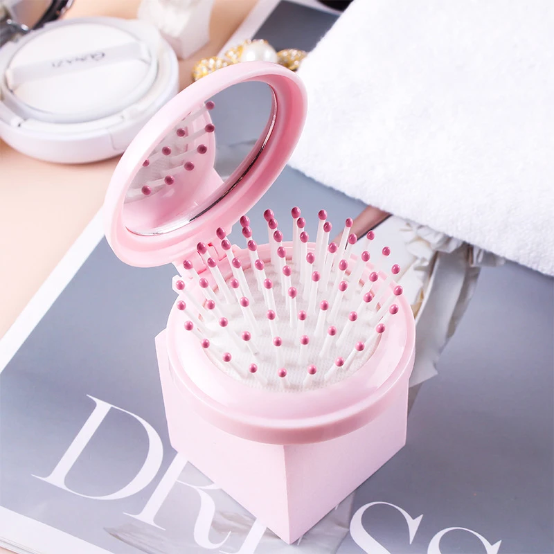 

1PCS Folding Air Bag Comb With Mirror Compact Pocket Size Travel Hair Brush Cosmetic Mirror Head Massager Relax