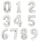 Серебристые воздушные шарики из фольги 40 дюймов, украшения для дня рождения 0 1 2 3 4 5 6 7 8 9 18 лет, серебряные шарики с надписью 16 дюймов