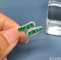 kjjeaxcmy fine jewelry s925 sterling silver inlaid natural emerald new girl noble gemstone ring support test chinese style