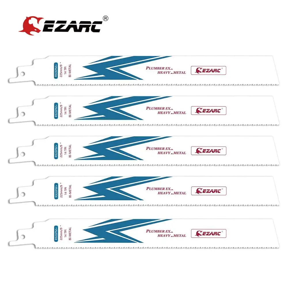 

EZARC 5pcs Reciprocating Saw Blade Bi-Metal Cobalt Sabre Saw Blades for Heavy Metal Cutting 150mm R626PM+ 225mm R926PM+ R1226PM+