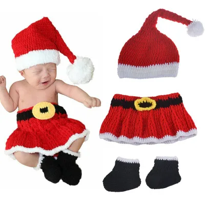 

3 шт., вязаные шапки Санта-Клауса для новорожденных