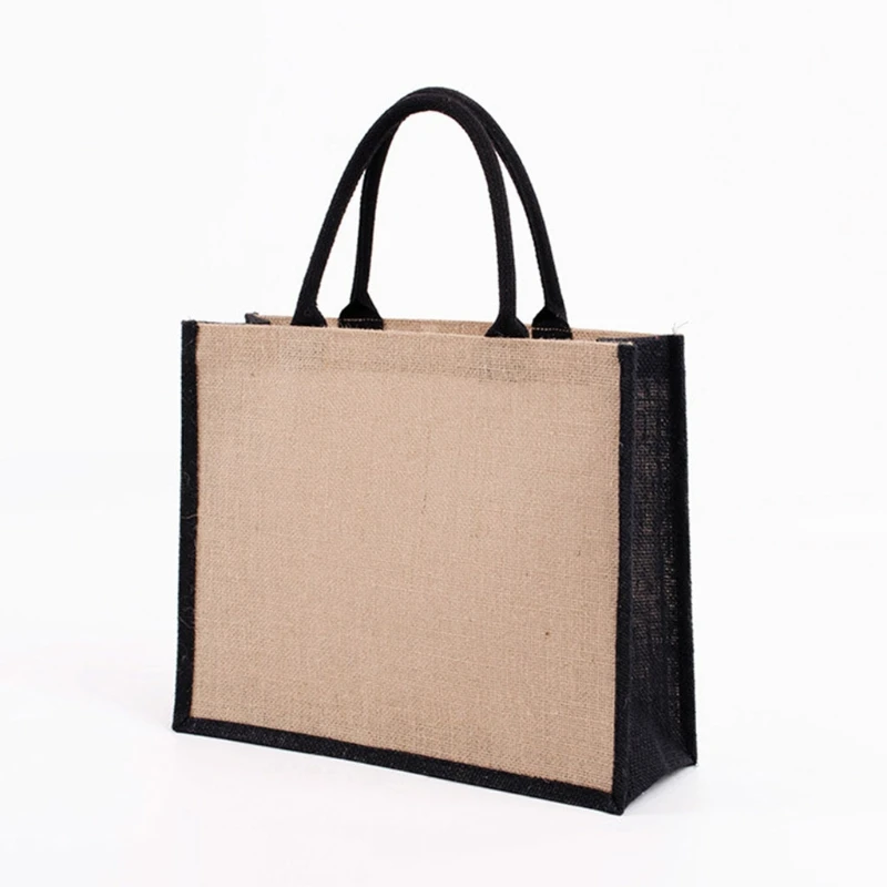

Reusable Jute Tote Bag Eco Friendly Burlap Grocery Bags for Shopping Beach 20CA