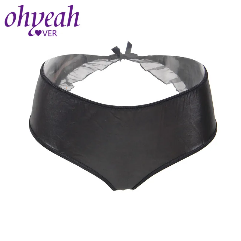 Ohyeahlover M-6XL черные искусственная кожа трусики женское сексуальное нижнее белье с