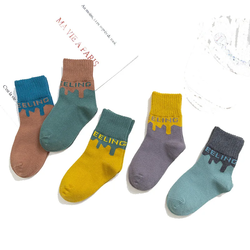 

5 Pairs/Lot Girls Winter Autumn Striped Socks Unisex Kids Socks Children Boy Winter Cotton Socks 1Y-12Y