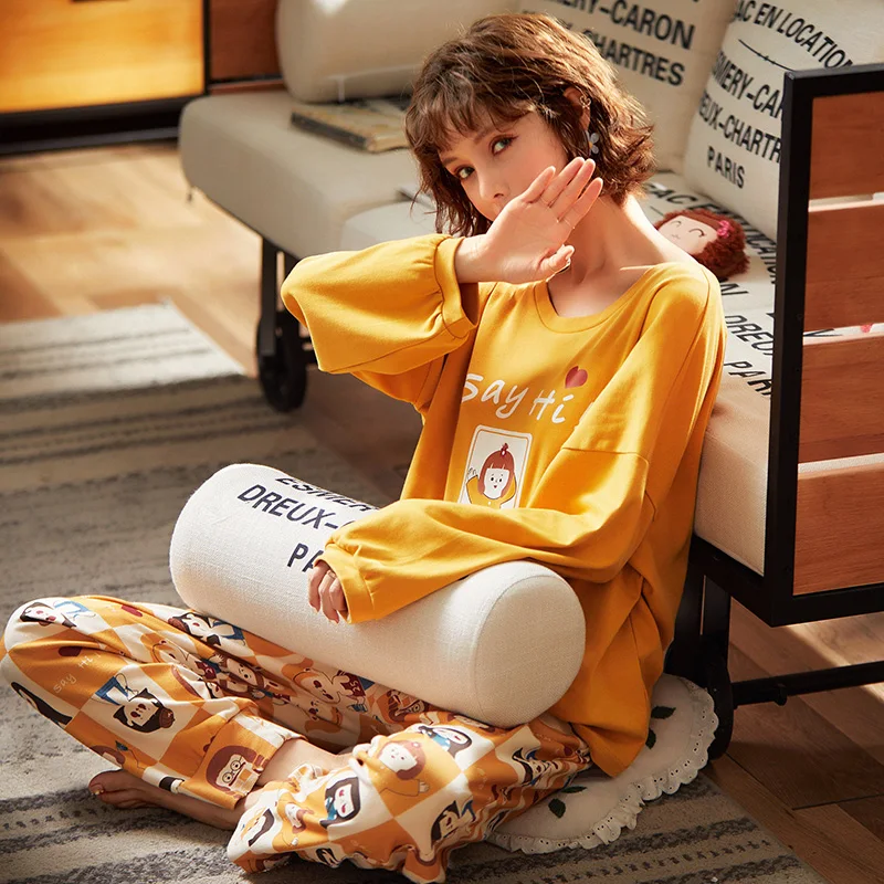 Весенне-осенние женские милые Мультяшные тонкие спортивные костюмы с длинным