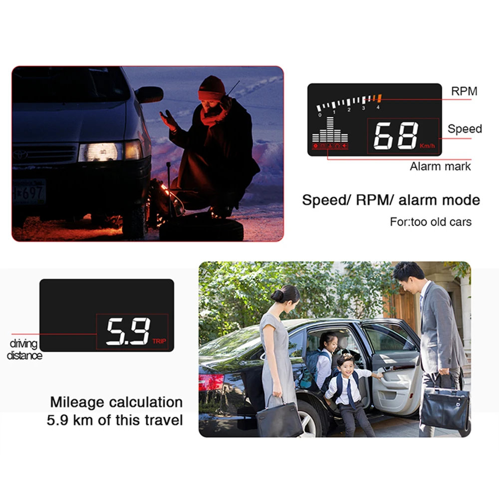 X5 автомобильный HUD OBD II Дисплей на голову система Предупреждение о превышении