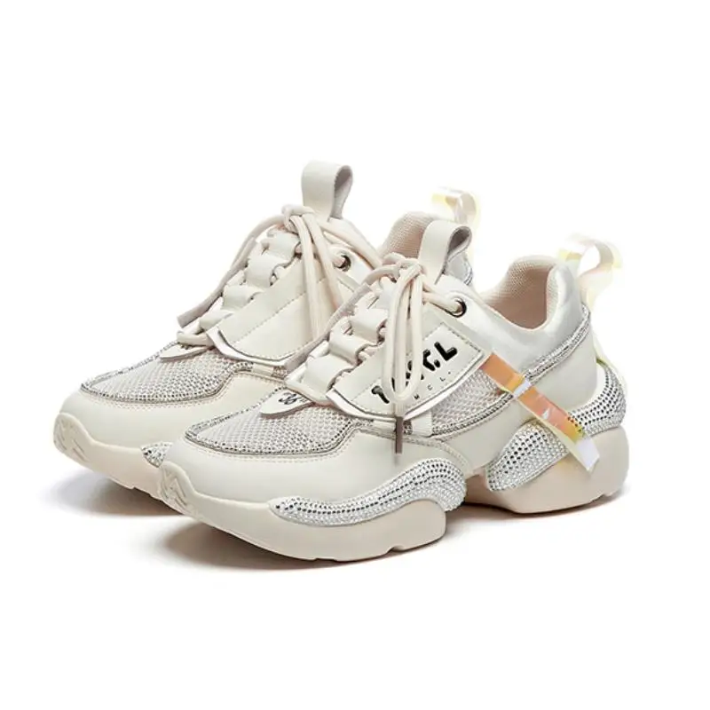 Женские кроссовки Coolcept брендовые из натуральной кожи с круглым носком и толстой