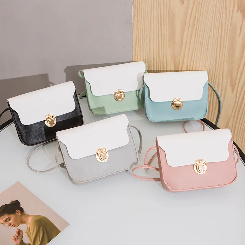 

Small Shoulder Bag Square Coin Purse Wholesale For Women Contrast Color Leather Mini Causal Crossbody Bag Fashion Female Bags