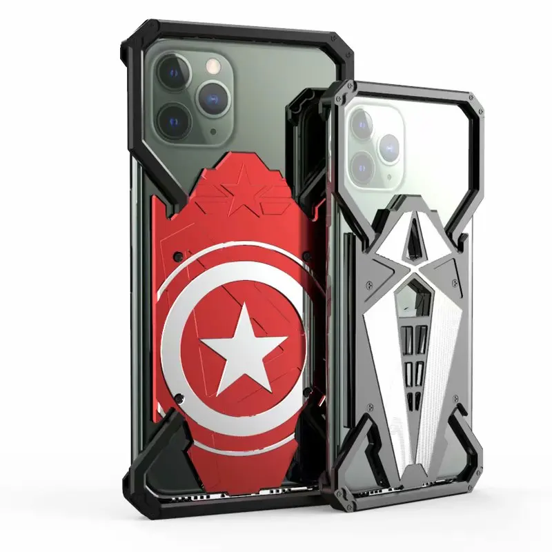Алюминиевый армированный чехол Super Hero для iPhone 11 Pro XS Max XR X 8 7 6 6S Plus чехол-крышка для телефона с кольцом и Железным человеком-пауком