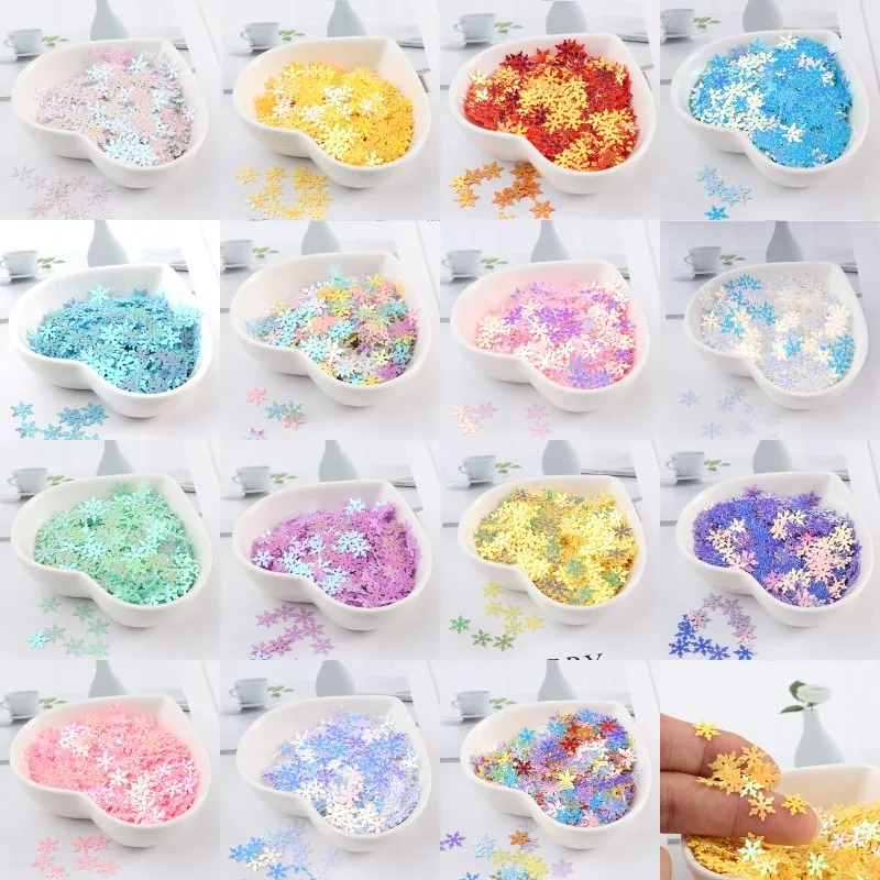 

10g/Bag 9mm Golden Light Snow Shape Sequins PVC Paillette DIY Sewing Wedding Clothing Crafts Lentejuelas Decoration Accessories