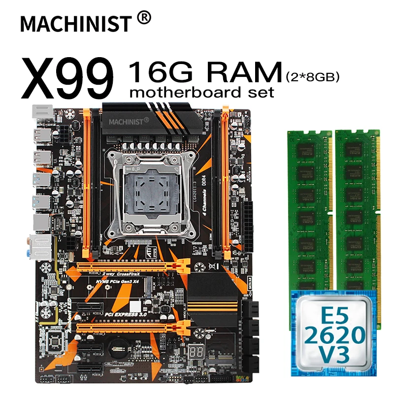 X99 настольная материнская плата LGA 2011 3 комплект с процессором Intel xeon E5 2620 V3 и 16G(2*8G)