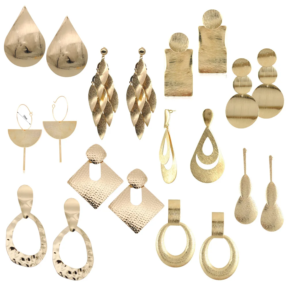 

Earrings Pendientes European and American New GoldGeometric Water Drop Shaped Big Hoop Earrings Earrings