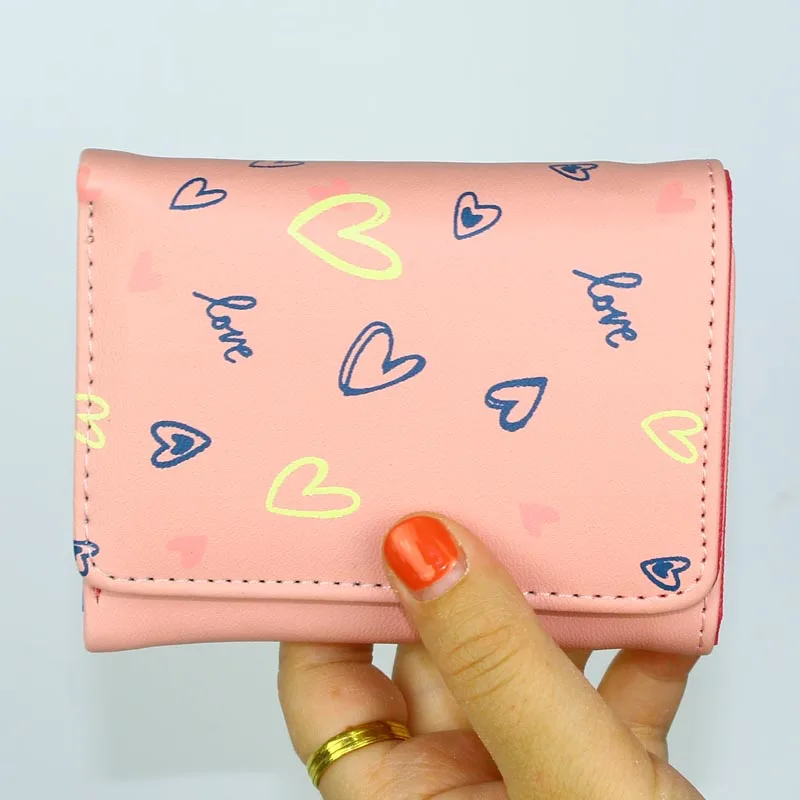 short-pink BOTUSI, новинка, длинный женский кошелек, сердце, лучший кошелек, Женский чехол, карман для телефона, из искусственной кожи, женский клатч, держатель для карт, денег, монет - Цвет: short-pink