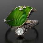 кольцо женское бижутерия Винтажное кольцо, кольцо с листьями, виноградной лозой, модное женское кольцо с зелеными листьями, необычное Новое Женское кольцо, элегантное женское кольцо, антикварные аксессуары