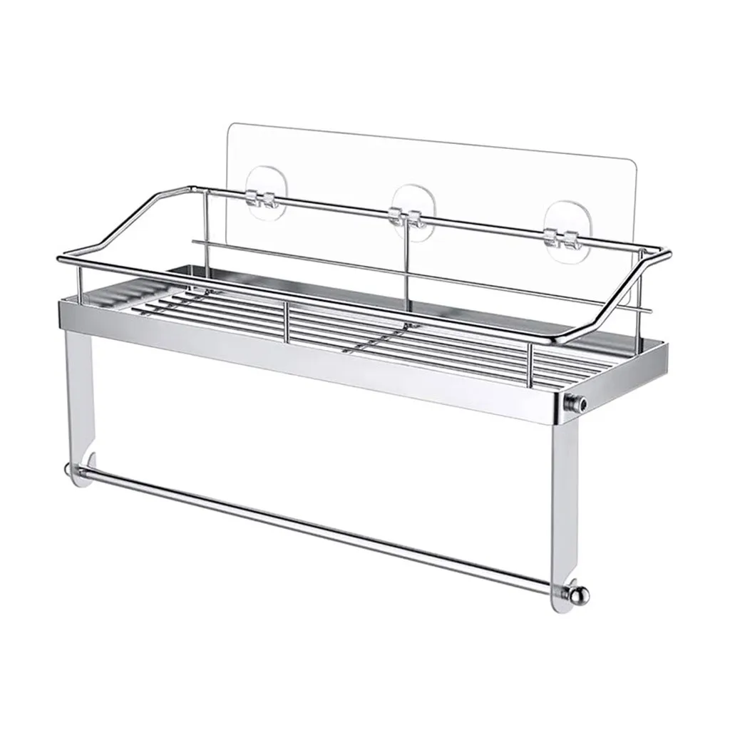 Держатель для бумажных полотенец на клейкой основе с полкой настенная корзина