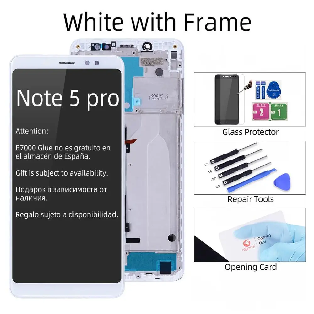 White with Frame Дисплей для Xiaomi Redmi Note 5 LCD в сборе с тачскрином на рамке 5.99'' черный белый - Цвет: White with Frame