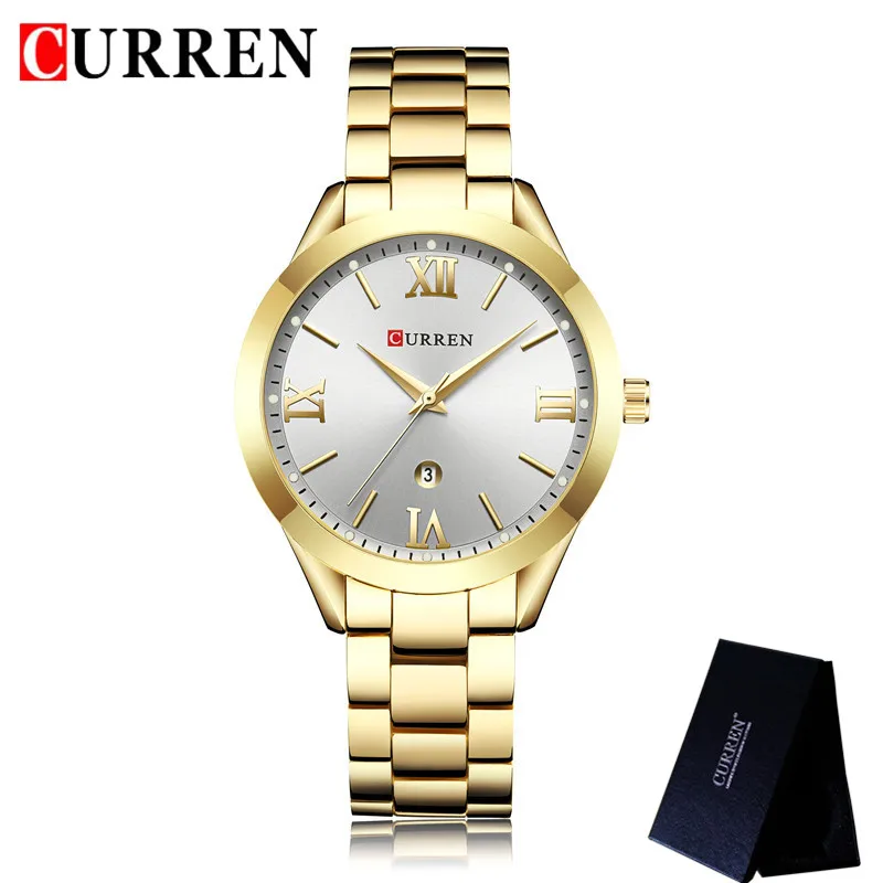 CU900705 with box Relogio Feminino CURREN 9007, женские часы, Топ бренд, роскошные золотые женские часы из нержавеющей стали, классический браслет, женские часы - Цвет: CU900705 with box