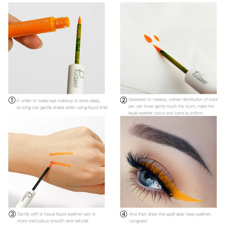 _ Жидкая подводка для глаз водостойкая цветная Черная Подводка гелевая ручка