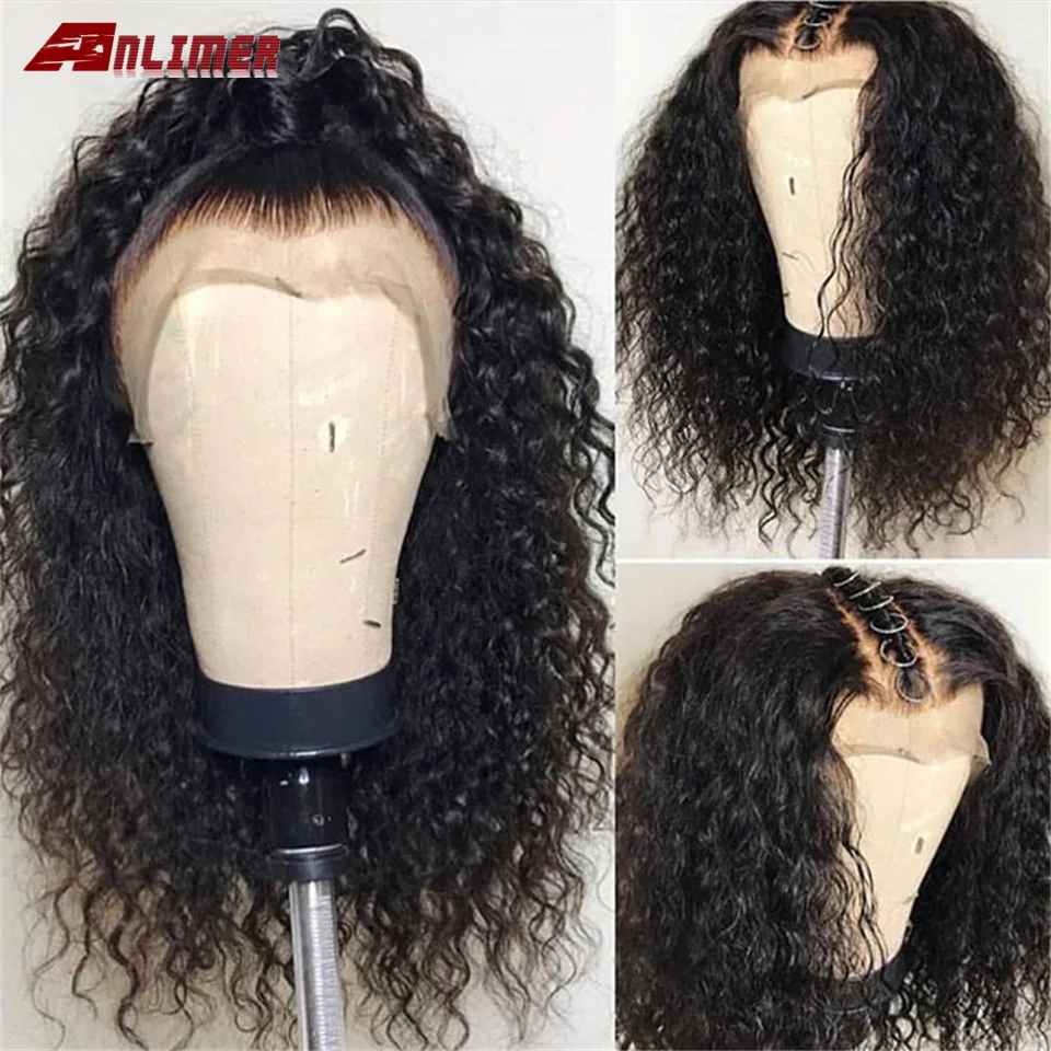 Anlimer парики из человеческих волос на фронте для черных женщин волнистые