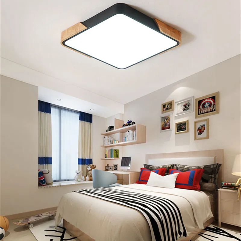 

Nordic Modern Simple Wood Ceiling Lamp Ultra thin 5cm Square LED Ceiling Light For Bedroom Living Room Kitchen Aisle Study Cafe