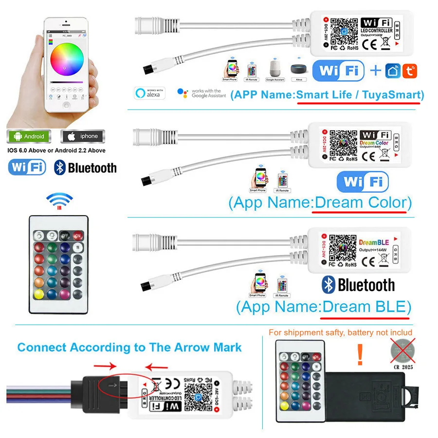 10 м светодиодная лента WiFi RGB светодиодный светильник Smart Life/Bluetooth/WiFi управление Ambi