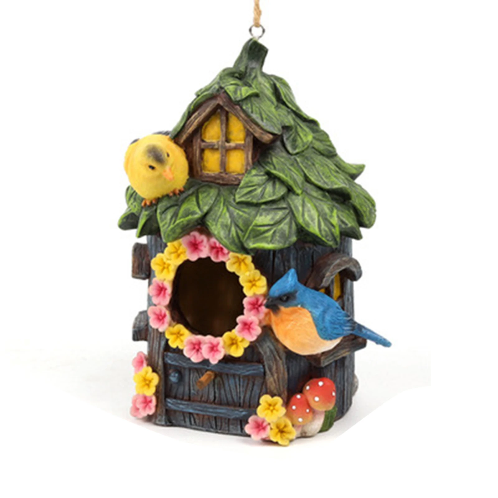 

Resin Decorative Ormament Hand-Painted BIrds' House Durable Colorful Keep Warm Windproof Decor Garden Courtyard INTE99