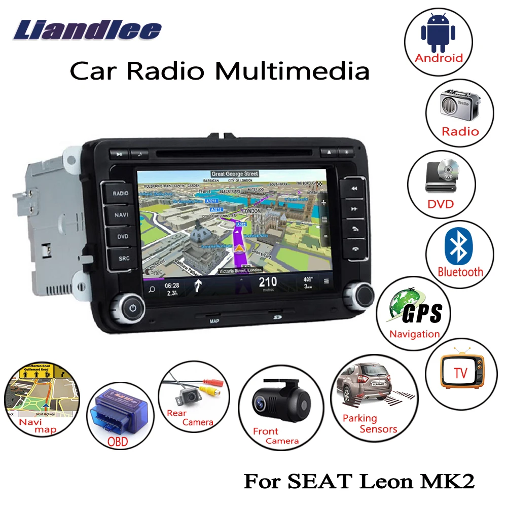 Liandlee Android 2 Din автомобильное радио для SEAT Leon MK2 2005 ~ 2011 CD DVD плеер GPS Navi навигация
