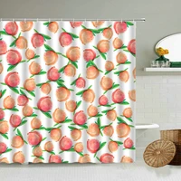 peach orange pineapple printed shower curtain summer tropical fresh fruits bathroom bathtub art deco waterproof fabric curtains