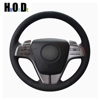 black artificial leather steering wheel cover hand stitched car steering wheel cover for old mazda 6 2009 mazda 6