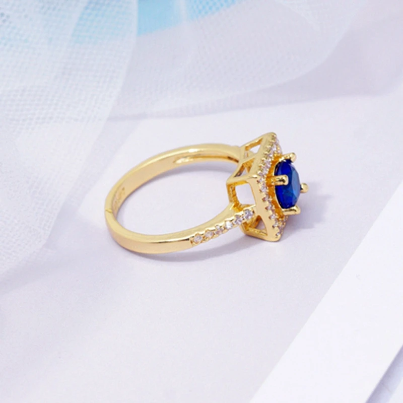 Классические полые квадратные обручальные кольца для женщин синие круглые с