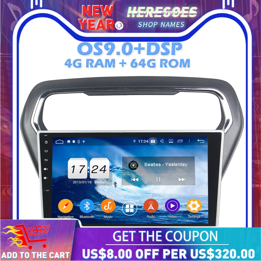 IPS DSP Android 10 0 4 Гб 64 ПЗУ 8 ядерный автомобильный DVD плеер Wifi Bluetooth 2 RDS A радио GPS карта