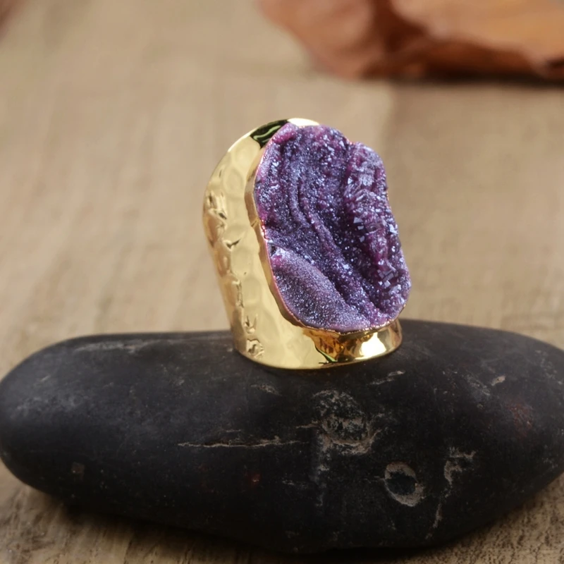 Позолоченные женские кварцевые кольца из натуральной Галактики обручальные