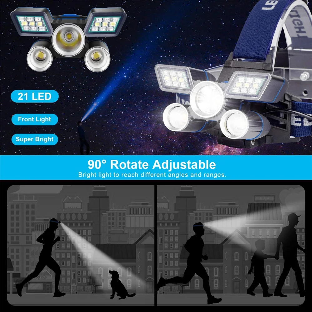 Ультра яркие красные/зеленые/L2 T6 фары 21 светодиодный головной светильник с