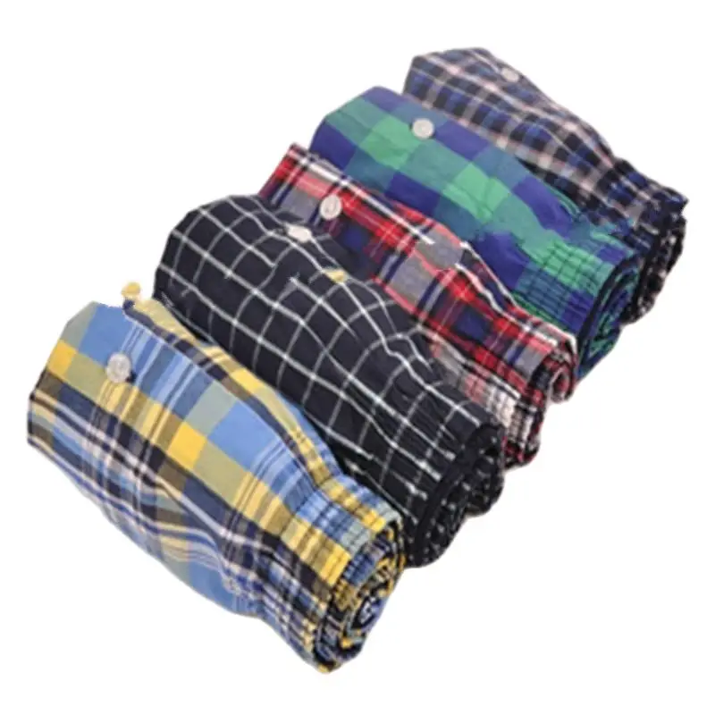 

CW MEN 5pcs Lot Loose Shorts Men's Panties Cotton boxer male plus Large big size Comfortable Soft plaid under wear sexy