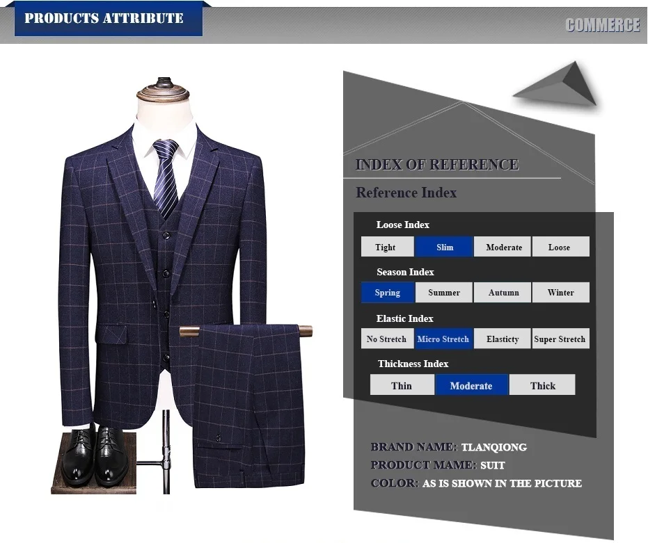 TIAN QIONG бренд Slim Fit Мужские свадебные костюмы элегантный костюм для мужчин черный синий костюм 3 шт. Homme Повседневный костюм мужской