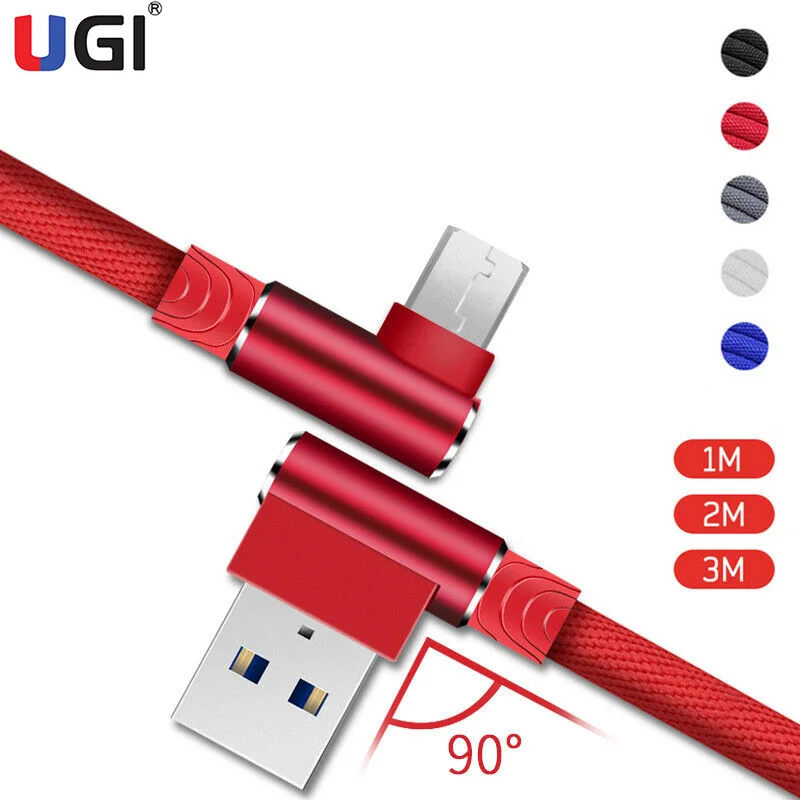 

UGI Double L Shape 2.4A Fast Charging Cable Micro USB Cable Mobile Phone Accessories For Samsung OPPO Huawei VIVO Xiaomi