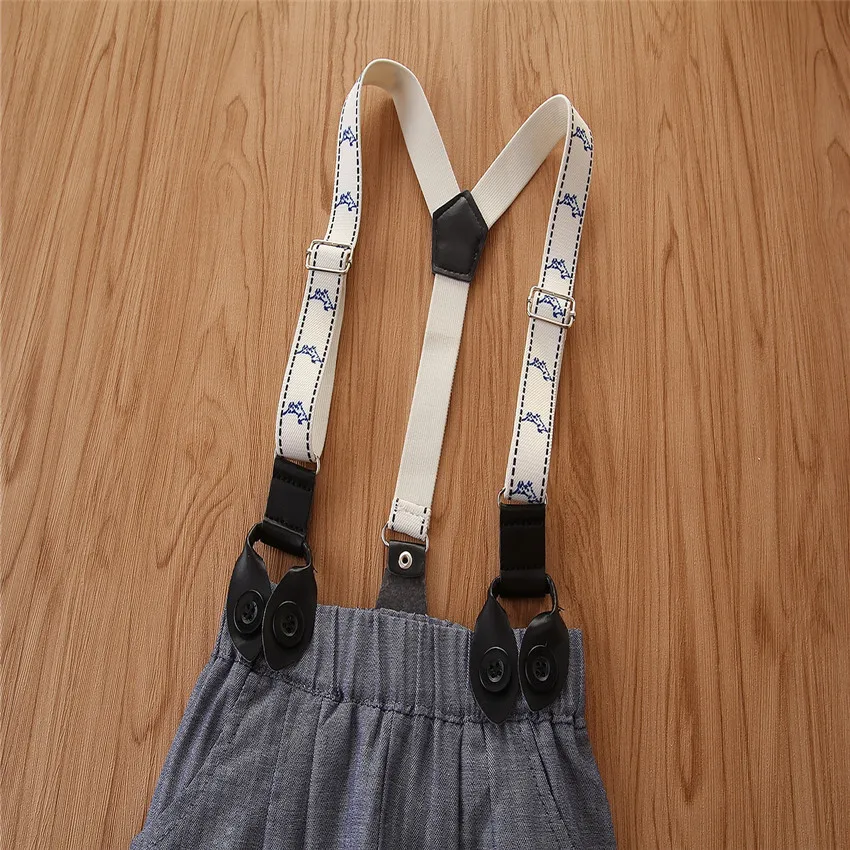 

Boys Gentleman Suit 2020 Autumn New Baby Boy Foreign Straps Striped Long Sleeve Shirt with Suspender Long Pants Two-piece Suit