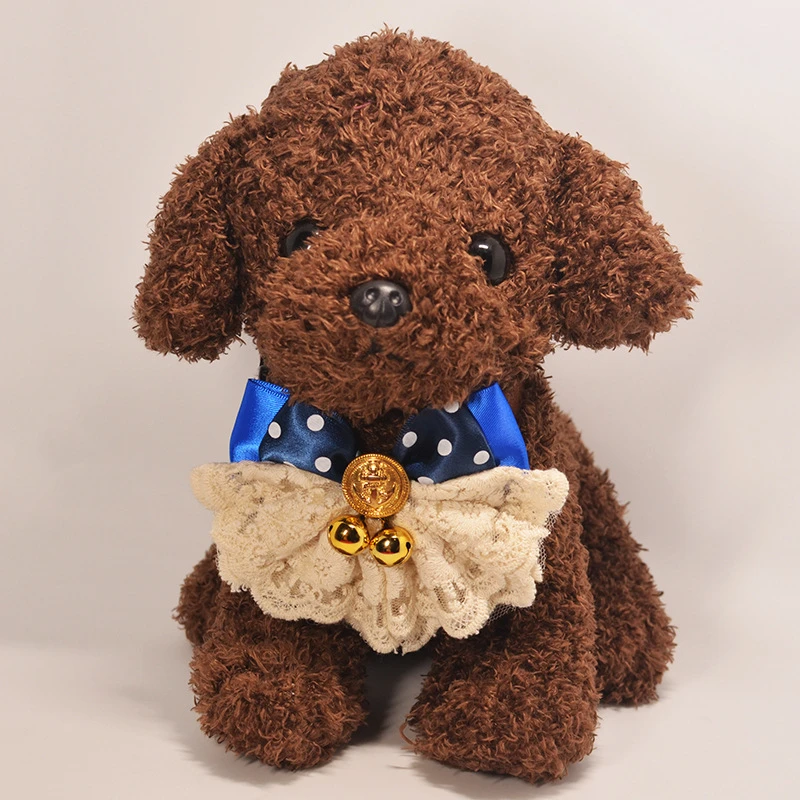 

Kitten Puppy Lace Bell Bow Holiday Wedding Accessories Pet Blue Cat Teddy Samoyed Decorations Dog Bell Collar Bow Tie