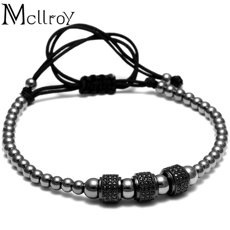 Mcllroy браслеты с пробкой мужские бусинами изогнутые браслет микро инкрустацией
