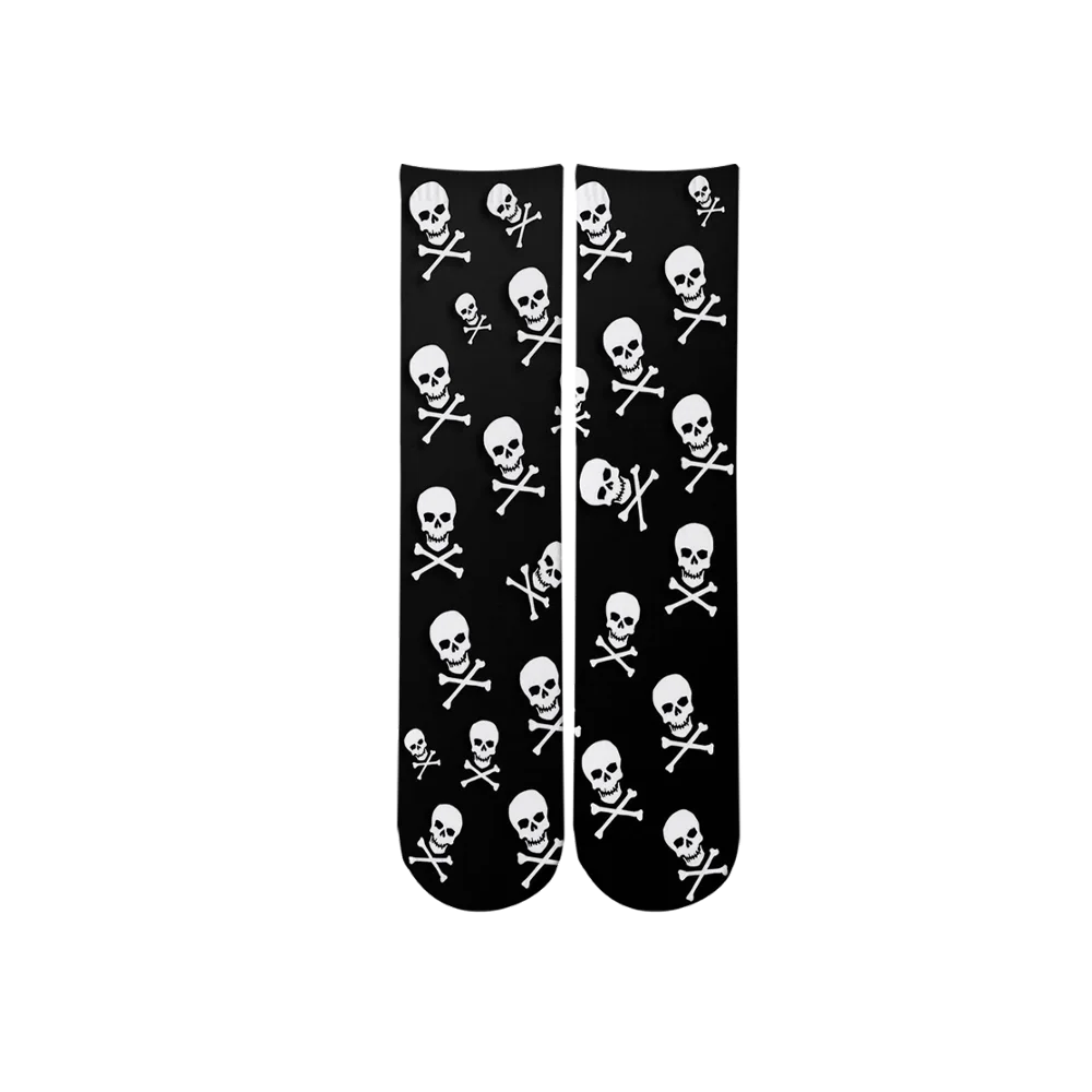 Creative Skulls Colorful Pattern Socks Harajuku Mexican Skull Crew Socks Funny Pop Lucky Long Socks Happy Women Sox  For Gifts