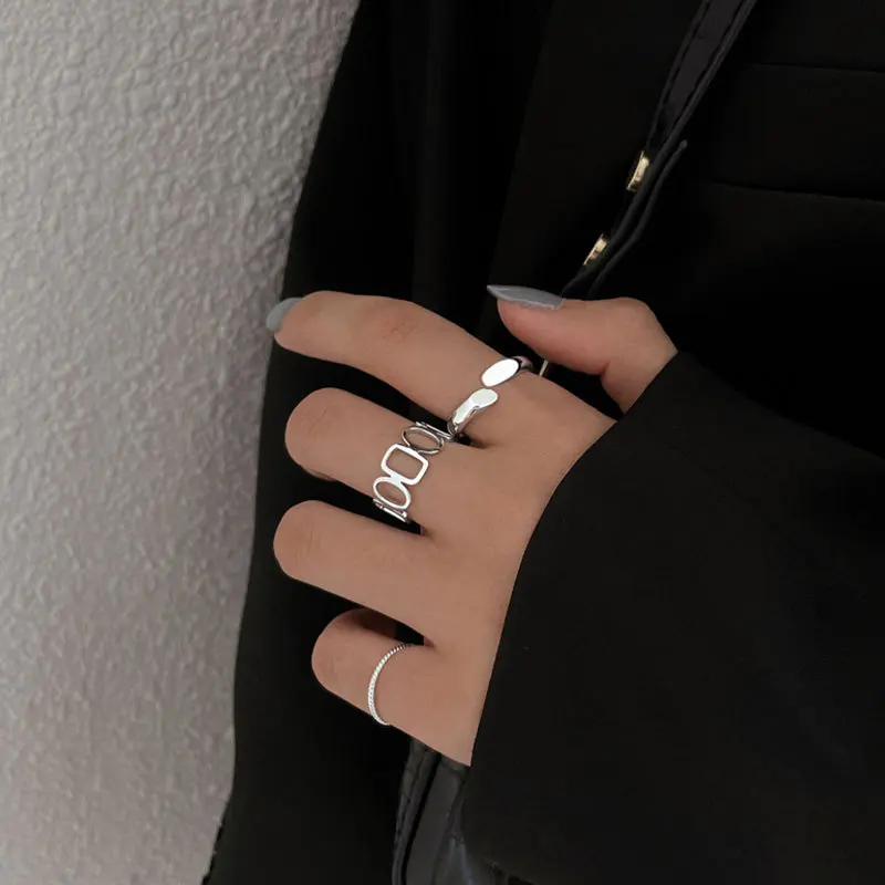 

XIYANIKE 925 Стерлинговое Серебро геометрической формы овальные полое кольцо женский уникальный дизайн открытие тенденции моды простой темпера...