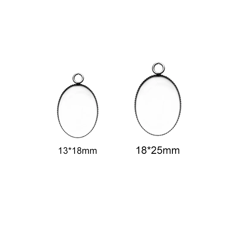 20pcs Stainless Steel 13x18/18x25mm Oval Blank Jagged Bezel Charms Pendant Cabochon Base For DIY Jewelry Making Accessories - купить по