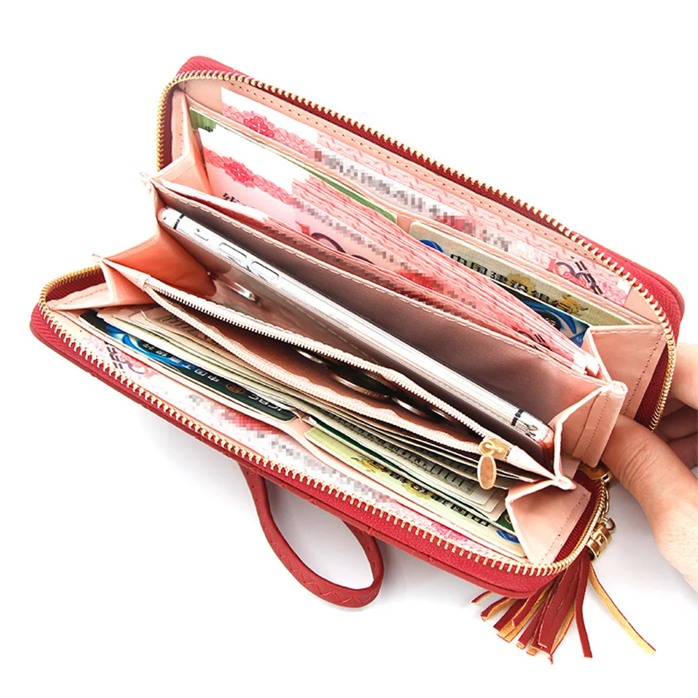 Женский клетчатый кошелек длинный вместительный клатч на молнии с отделением